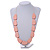 Pastel Pink Geometric Wood Bead White Cotton Cord Long Necklace - 100cm L/ Adjustable - view 2