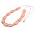 Pastel Pink Geometric Wood Bead White Cotton Cord Long Necklace - 100cm L/ Adjustable - view 7