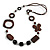 Long Wood, Glass, Ceramic Bead Blue Suede Cord Necklace in Brown - 84cm Long - view 8