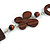 Long Wood, Glass, Ceramic Bead Blue Suede Cord Necklace in Brown - 84cm Long - view 4