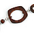 Long Wood, Glass, Ceramic Bead Blue Suede Cord Necklace in Brown - 84cm Long - view 5