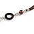 Long Wood, Glass, Ceramic Bead Blue Suede Cord Necklace in Brown - 84cm Long - view 6