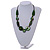 Statement Cluster Ceramic, Wood Bead Necklace with Black Cotton Cord (Green) - 60cm L - view 2