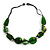 Statement Cluster Ceramic, Wood Bead Necklace with Black Cotton Cord (Green) - 60cm L - view 3
