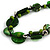Statement Cluster Ceramic, Wood Bead Necklace with Black Cotton Cord (Green) - 60cm L - view 4