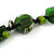 Statement Cluster Ceramic, Wood Bead Necklace with Black Cotton Cord (Green) - 60cm L - view 5