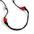 Red Glass Heart Pendant on Black Cotton Cord with Ceramic and Metal Beads Necklace - 64cm Long/ 15cm Tassel - view 6
