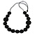 Black Coin Wood Bead Cotton Cord Long Necklace - 100cm Long (Max Length) Adjustable