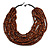 Statement Multistrand Layered Bib Style Wood Bead Necklace In Brown - 50cm Shortest/ 70cm Longest Strand