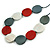 Grey/ Off White/ Red Wood Coin Bead Grey Cotton Cord Necklace - 86cm L (Max Length) Adjustable - view 3