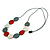 Grey/ Off White/ Red Wood Coin Bead Grey Cotton Cord Necklace - 86cm L (Max Length) Adjustable - view 5