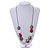 Grey/ Off White/ Red Wood Coin Bead Grey Cotton Cord Necklace - 86cm L (Max Length) Adjustable - view 2