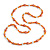 Peach Orange/ White Glass Bead Long Necklace - 84cm Long