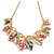 Pastel Multicoloured Matte Enamel Leaf Necklace In Gold Tone - 40cm L/ 5cm Ext - 40cm L/ 6cm Ext
