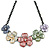 Pastel Multicoloured Matte Enamel Floral Necklace In Black Tone - 40cm L/ 6cm Ext