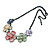 Pastel Multicoloured Matte Enamel Floral Necklace In Black Tone - 40cm L/ 6cm Ext - view 8