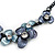 Violet Blue/ Light Blue Metallic Matte Enamel Flower Cluster Clear Crystal Necklace In Black Tone - 42cm L/ 5cm Ext - view 6