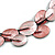 Pastel Pink Matte Enamel Leaf Necklace In Black Tone - 40cm L/ 6cm Ext - view 6