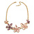 Pastel Pink/ Purple Matte Enamel Flower Cluster Necklace In Gold Tone - 43cm L/ 5cm Ext - view 4