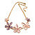 Pastel Pink/ Purple Matte Enamel Flower Cluster Necklace In Gold Tone - 43cm L/ 5cm Ext - view 3