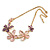 Pastel Pink/ Purple Matte Enamel Flower Cluster Necklace In Gold Tone - 43cm L/ 5cm Ext - view 5