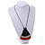 Black/ Metallic Silver/ Red Geometric Triangular Wood Pendant with Long Black Cotton Cord Necklace - 9cm L Pendant/ 100cm L/ (max length) - Adjust - view 2