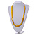 Yellow Wood and Ceramic Bead Cotton Cord Necklace - 68cm Long - view 2