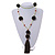 Dark Olive Pom Pom, Glass Bead, Tassel Long Necklace - 88cm L/ 17cm Tassel - view 2
