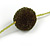 Dark Olive Pom Pom, Glass Bead, Tassel Long Necklace - 88cm L/ 17cm Tassel - view 5
