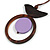 Brown/ Lilac Bird and Circle Wooden Pendant Cotton Cord Long Necklace - 84cm L/ 10cm Pendant - view 4