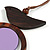 Brown/ Lilac Bird and Circle Wooden Pendant Cotton Cord Long Necklace - 84cm L/ 10cm Pendant - view 5