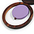 Brown/ Lilac Bird and Circle Wooden Pendant Cotton Cord Long Necklace - 84cm L/ 10cm Pendant - view 6