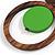 Brown/ Green Bird and Circle Wooden Pendant Cotton Cord Long Necklace - 84cm L/ 10cm Pendant - view 6