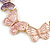 Pastel Pink/ Purple Enamel Butterfly with Gold Tone Chain Necklace - 40cm L/ 6cm Ext - view 5