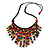 Statement Multicoloured Wooden Bead Fringe Black Cotton Cord Necklace - Adjustable - view 8