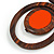 Brown/ Orange Double Circle Wooden Pendant Brown Cotton Cord Long Necklace - 80cm L/ 10cm Pendant - Adjustable - view 6