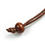Brown/ Orange Double Circle Wooden Pendant Brown Cotton Cord Long Necklace - 80cm L/ 10cm Pendant - Adjustable - view 7