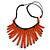 Statement Orange Wooden Bead Fringe Black Cotton Cord Necklace - Adjustable