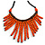 Statement Orange Wooden Bead Fringe Black Cotton Cord Necklace - Adjustable - view 3