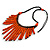 Statement Orange Wooden Bead Fringe Black Cotton Cord Necklace - Adjustable - view 4