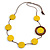 Yellow/ Brown Coin Wood Bead Cotton Cord Necklace - 80cm Long - Adjustable