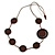 Brown Coin Wood Bead Cotton Cord Necklace - 80cm Long - Adjustable