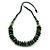 Lime Green/ Teal/ Purple Wood Button/ Round Bead Black Cotton Cord Necklace - 80cm Max Lenght - Adjustable