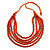 Orange Multistrand Layered Wood Bead with Cotton Cord Necklace - 90cm Max length- Adjustable