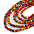 Multicoloured Multistrand Layered Wood Bead with Cotton Cord Necklace - 90cm Max length- Adjustable - view 4