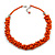 Orange Cluster Wood Bead Orange Cotton Cord Necklace - 52cm L/ 4cm Ext - view 2