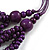 Purple Multistrand Layered Wood Bead with Cotton Cord Necklace - 90cm Max length- Adjustable - view 5