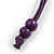 Purple Multistrand Layered Wood Bead with Cotton Cord Necklace - 90cm Max length- Adjustable - view 6