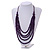 Purple Multistrand Layered Wood Bead with Cotton Cord Necklace - 90cm Max length- Adjustable - view 2