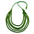Lime Green Multistrand Layered Wood Bead with Cotton Cord Necklace - 90cm Max length- Adjustable